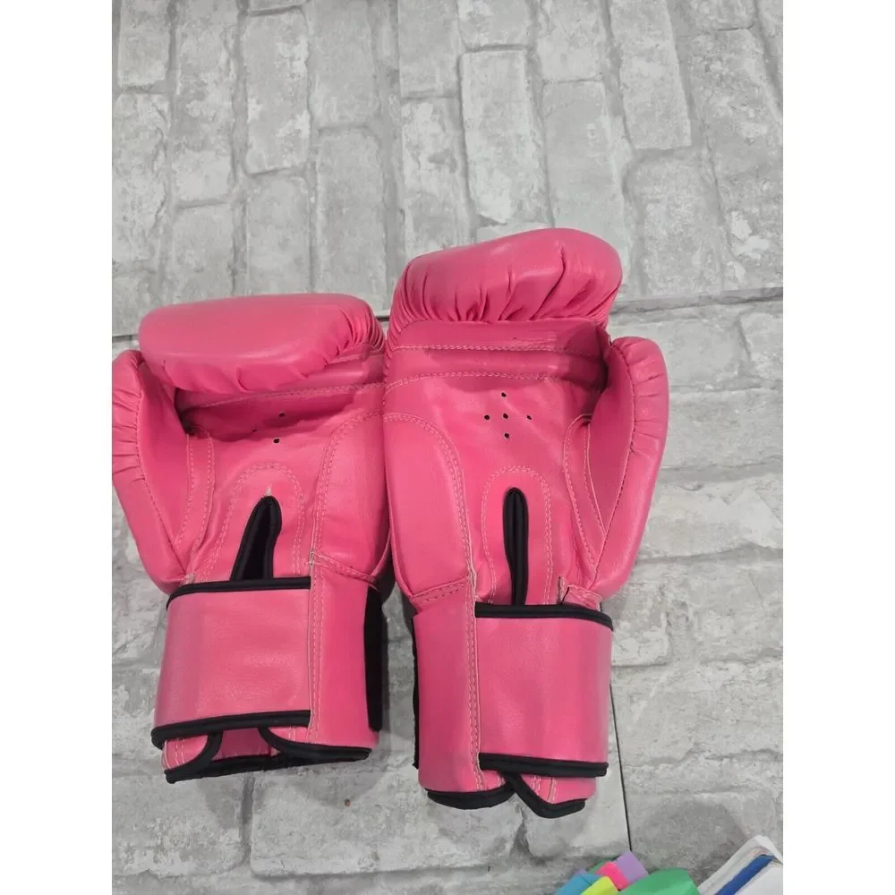 TITLE Club‎ Boxing Pink Black Leather Boxing MMA Gloves Excellent Clean